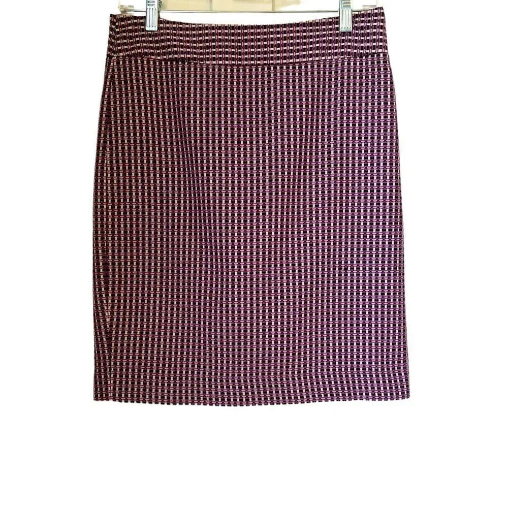 Ann Taylor Factory Tweed Pink Above the Knee Lined Skirt sz 4
